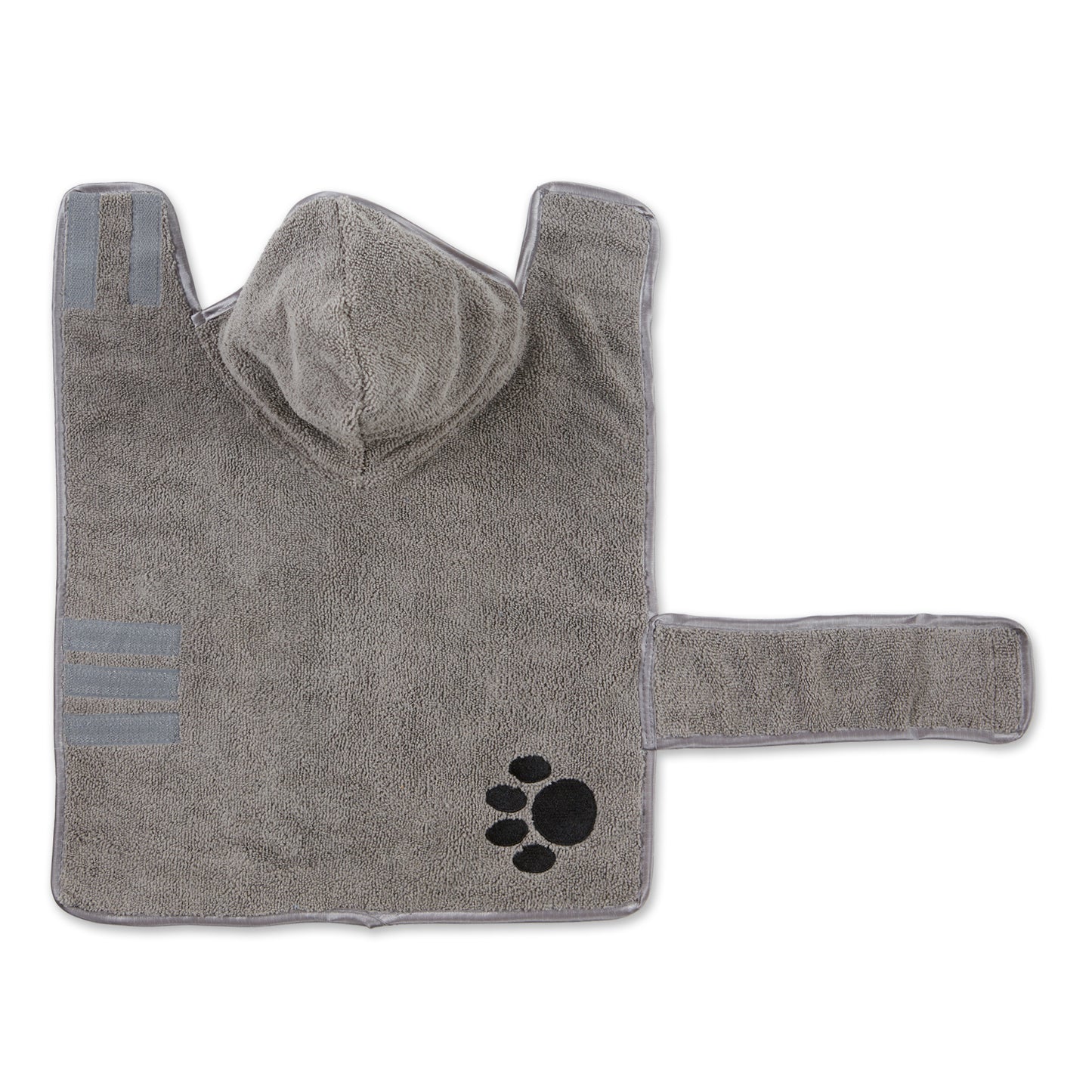 Terry Microfiber Pet Robe, Embroidered Paw Print - Gray - X-Small, up to 10 Lbs