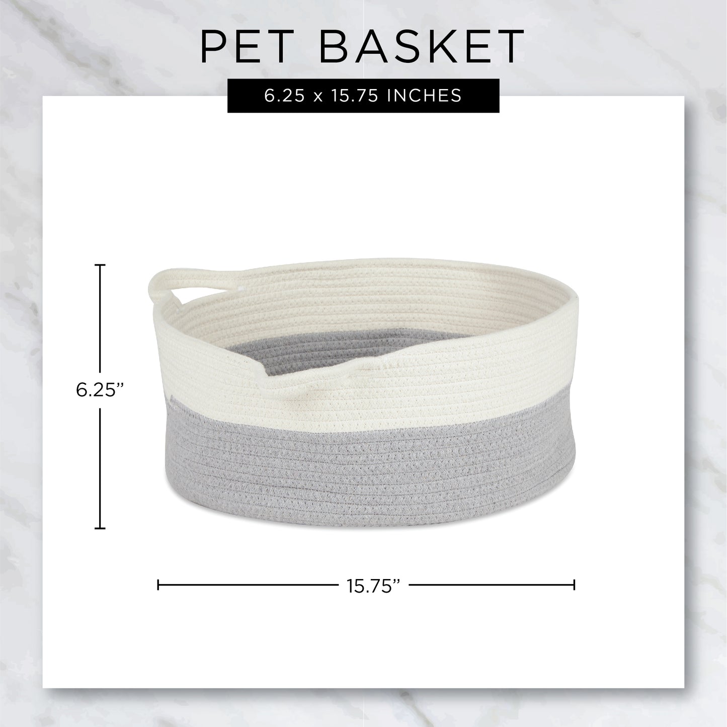Cotton Pet Storage Basket, Pom-Poms, Gray/White - 15.75x6.25"