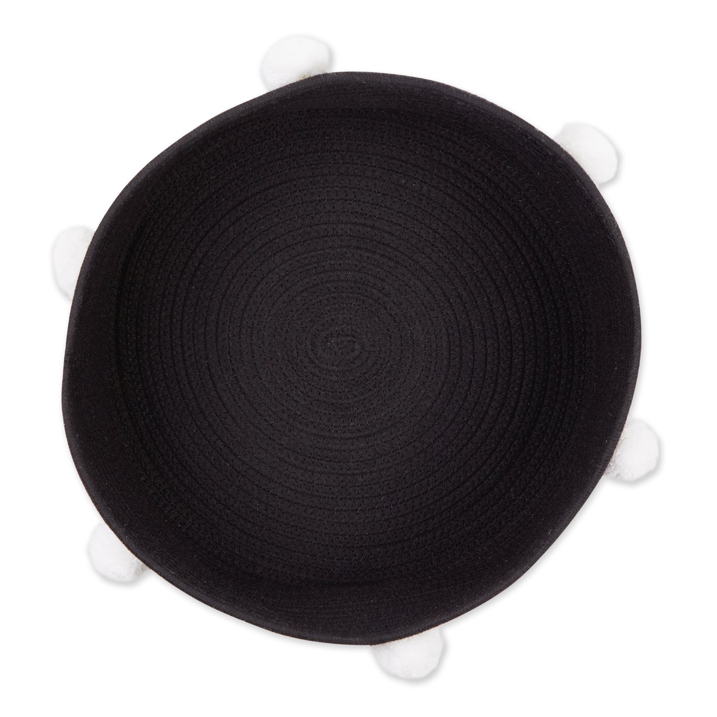 Cotton Pet Storage Basket, Pom-Poms, Black/White - 15.75x6.25"