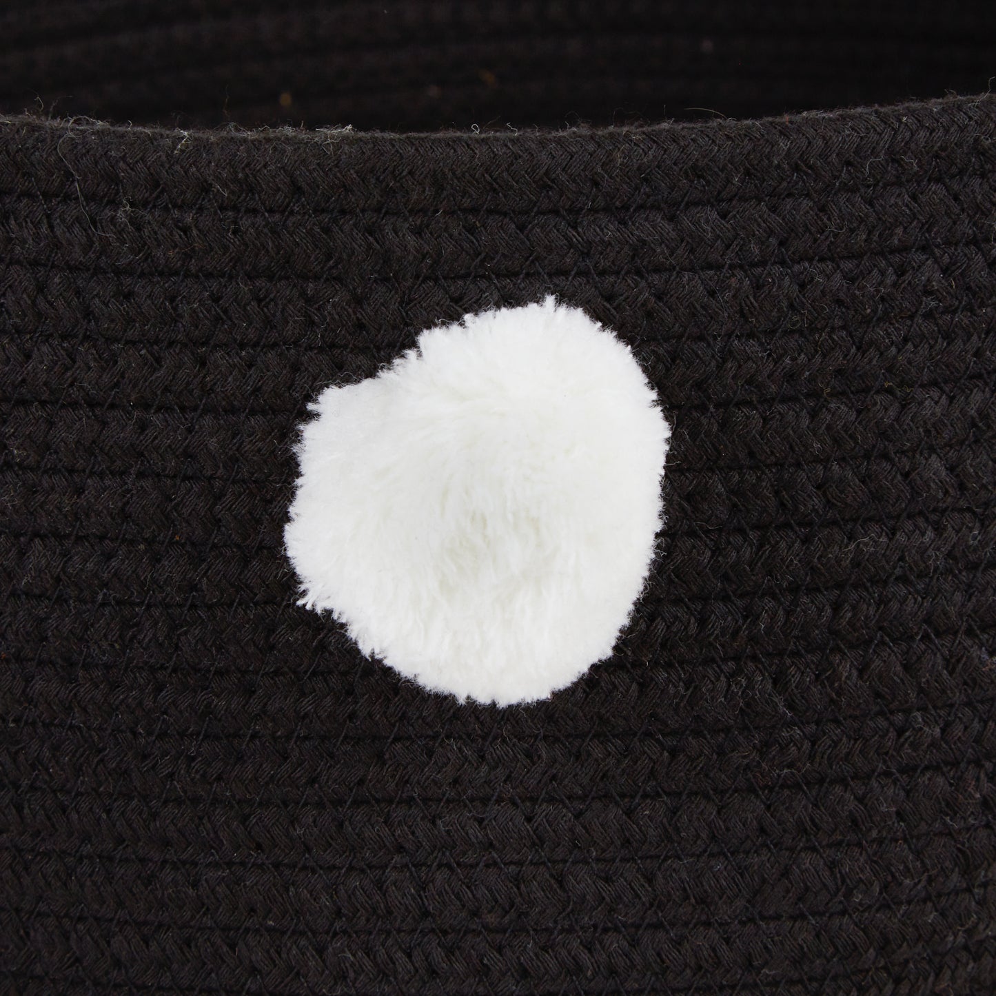 Cotton Pet Storage Basket, Pom-Poms, Black/White - 15.75x6.25"