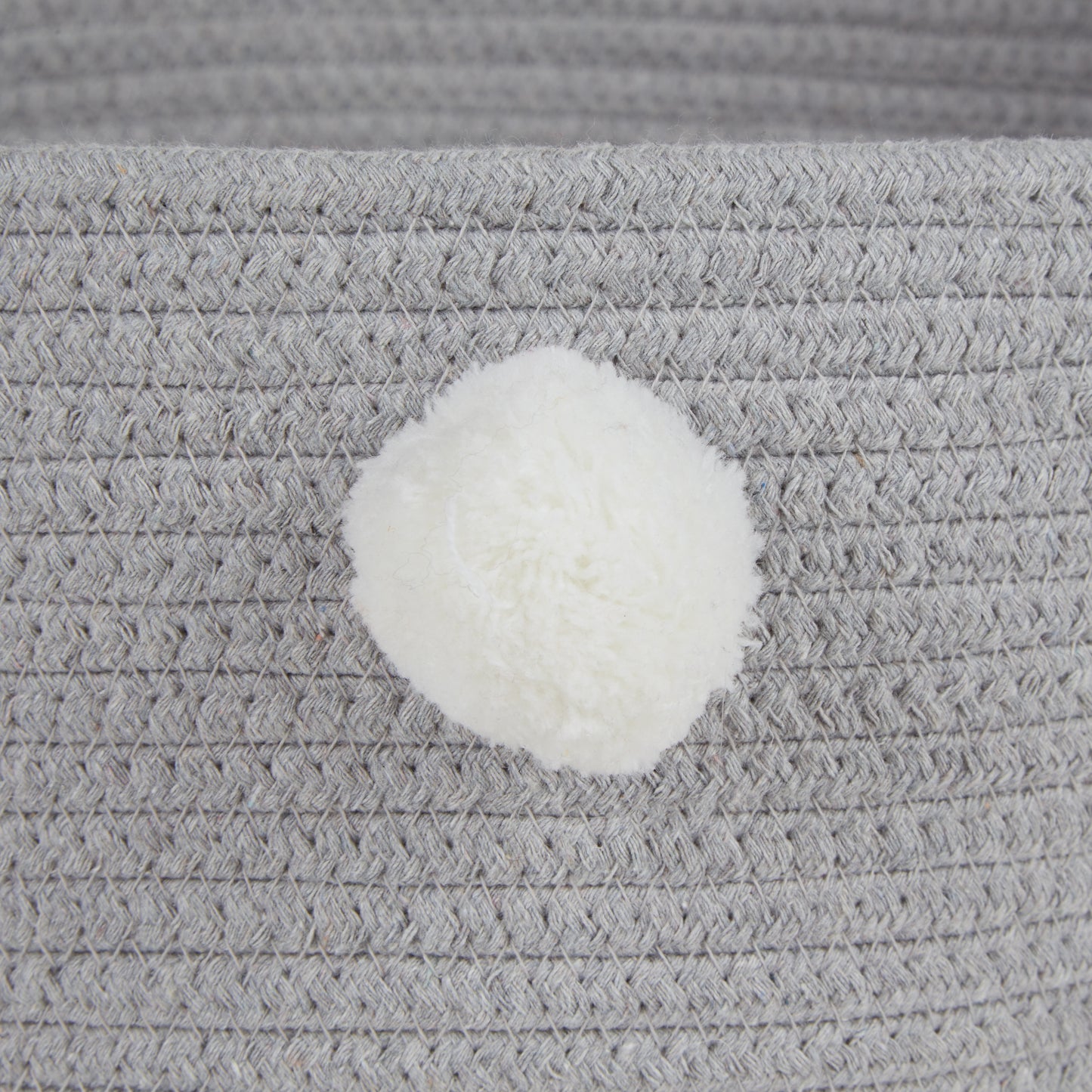 Cotton Pet Storage Basket, Pom-Poms, Gray/White - 15.75x6.25"