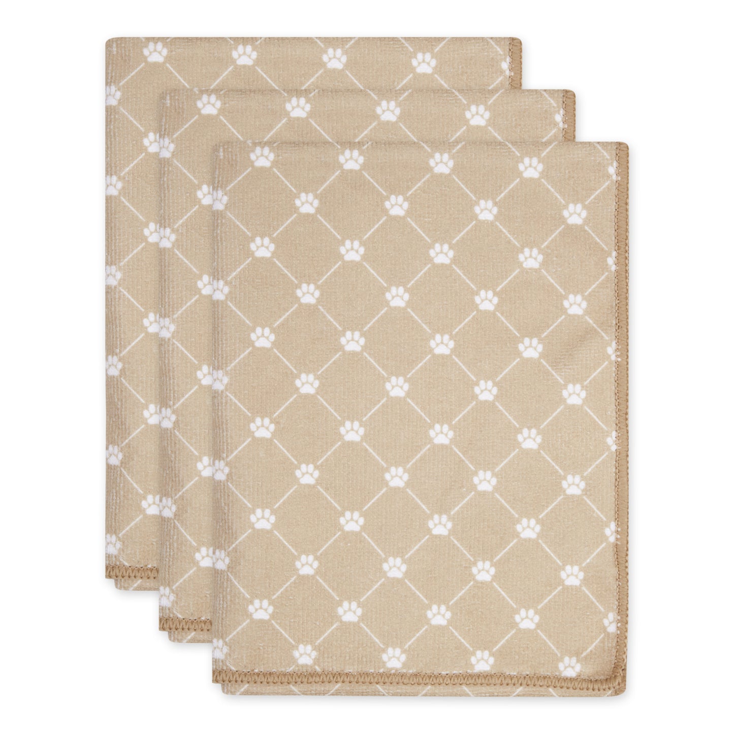 Bone Dry Small Microfiber Pet Towel - 3 Pack - Printed Trellis, Taupe, 15x30"