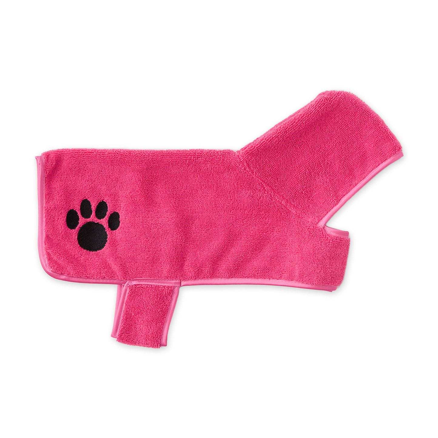Bone Dry Terry Microfiber Pet Robe, Embroidered Paw Print - Rasberry Sorbet - Small, 10-20 lbs