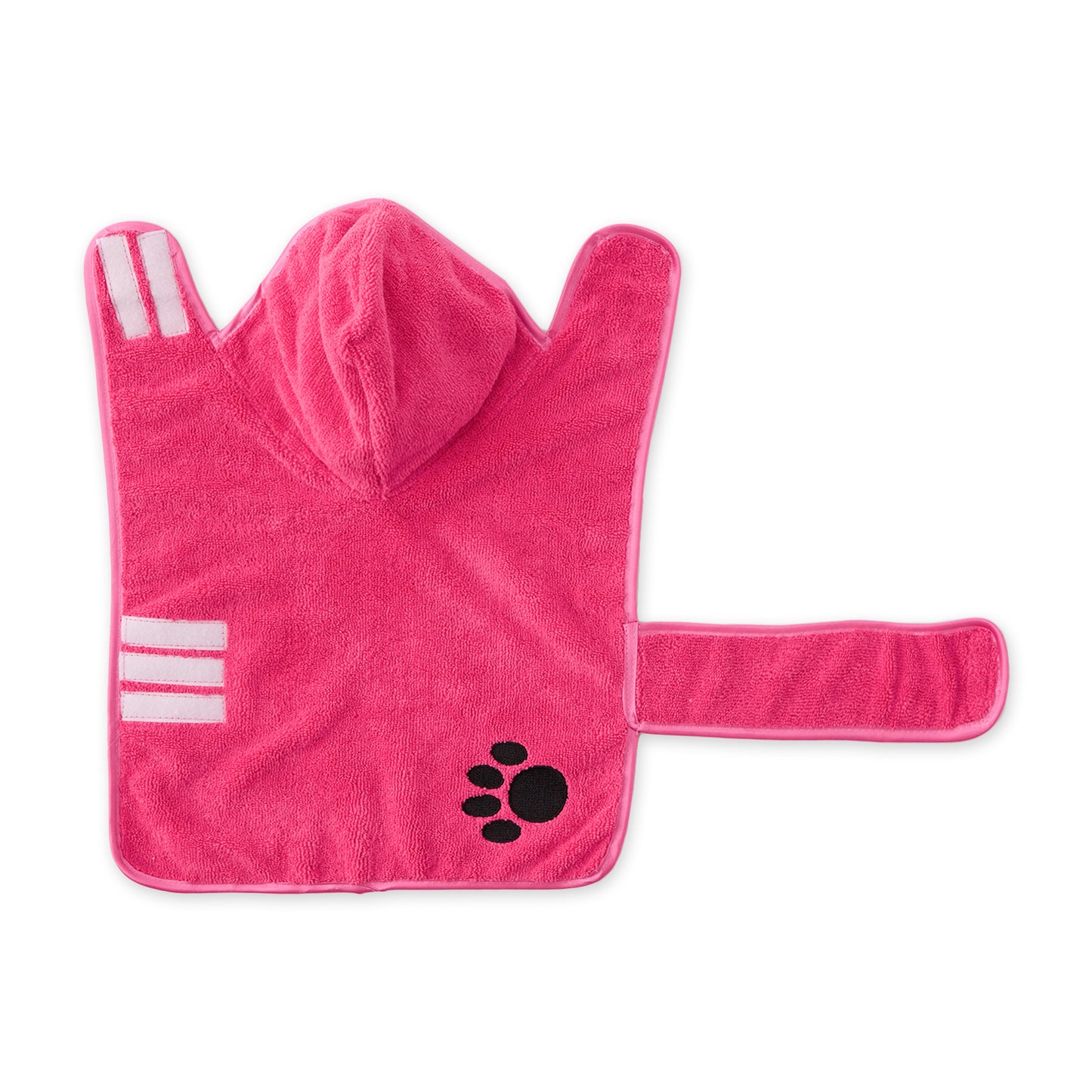 Bone Dry Terry Microfiber Pet Robe, Embroidered Paw Print - Rasberry Sorbet - Small, 10-20 lbs