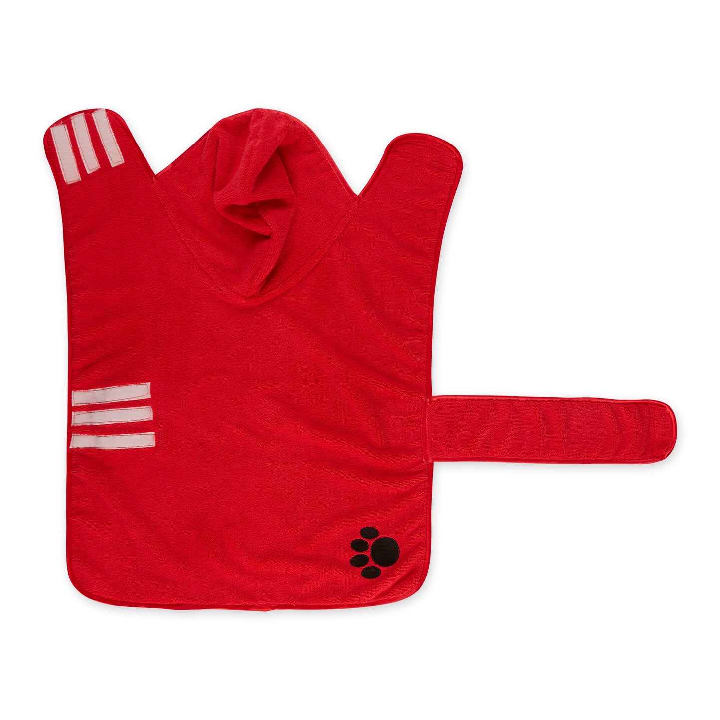 Bone Dry Terry Microfiber Pet Robe, Embroidered Paw Print - Red - Large, 35-50 lbs