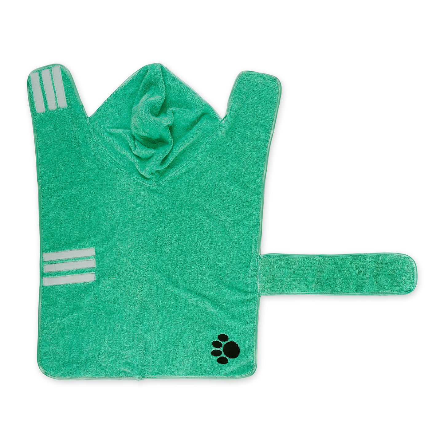 Bone Dry Terry Microfiber Pet Robe, Embroidered Paw Print - Aqua - Large, 35-50 lbs