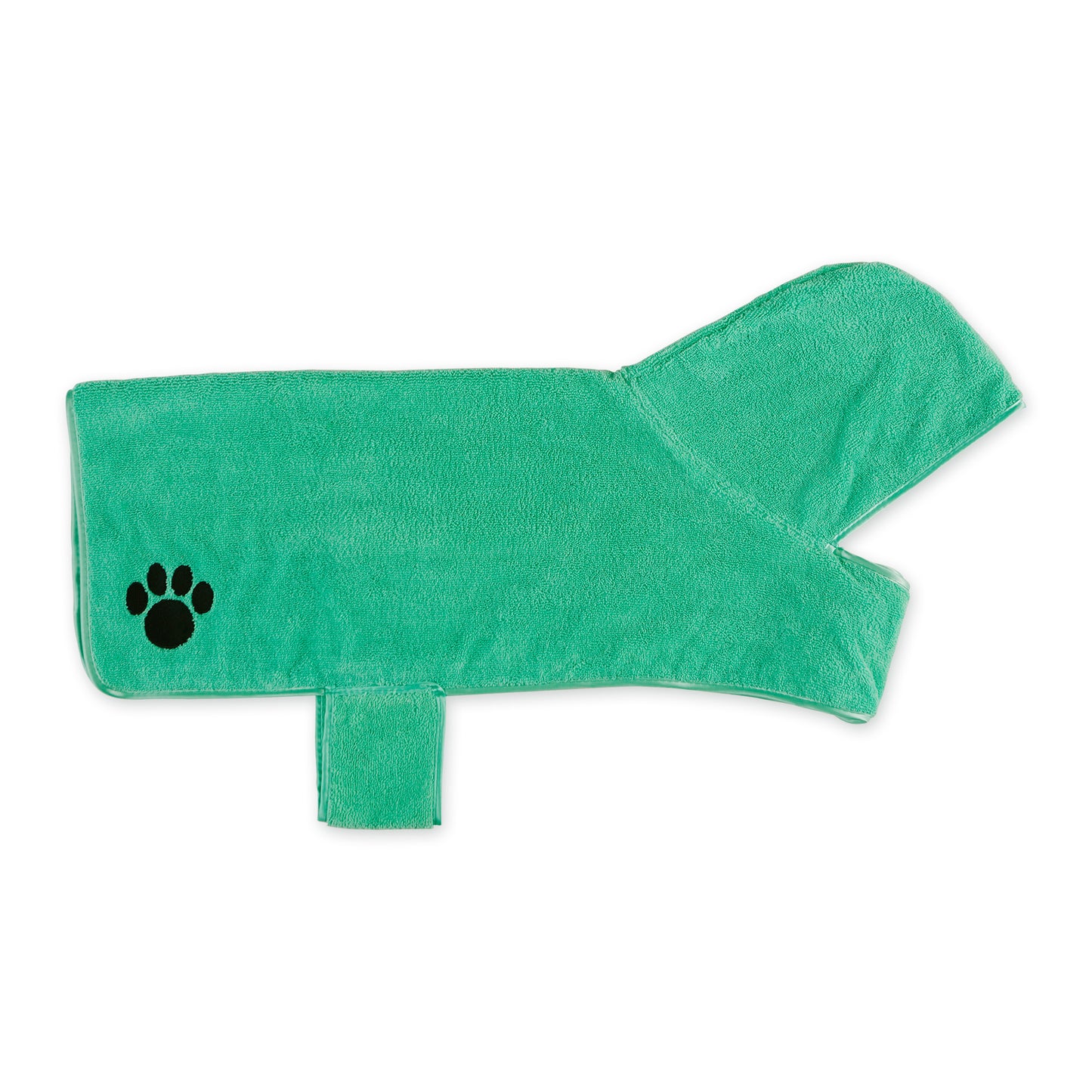 Bone Dry Terry Microfiber Pet Robe, Embroidered Paw Print - Aqua - Large, 35-50 lbs