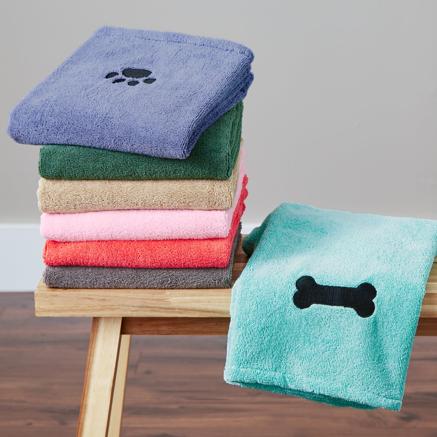Bone Dry Large Pet Towel, Absorbent Microfiber, Blue, 41x23.5"