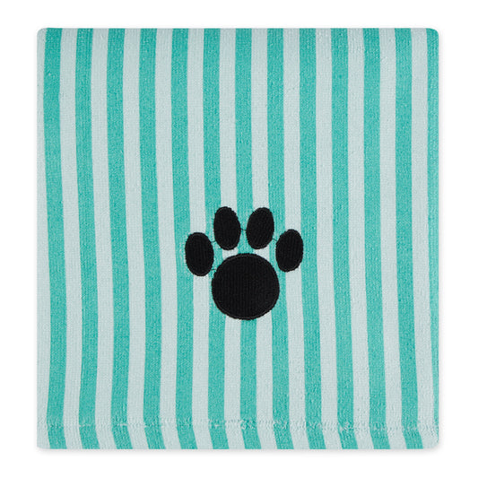 Bone Dry Stripe Pet Towel, Absorbent Microfiber, Aqua, Large - 41x23.5"