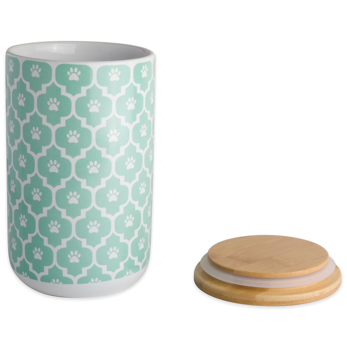 Aqua Lattice Paw Print Pet Treat Canister - 4.5 Cup Capacity