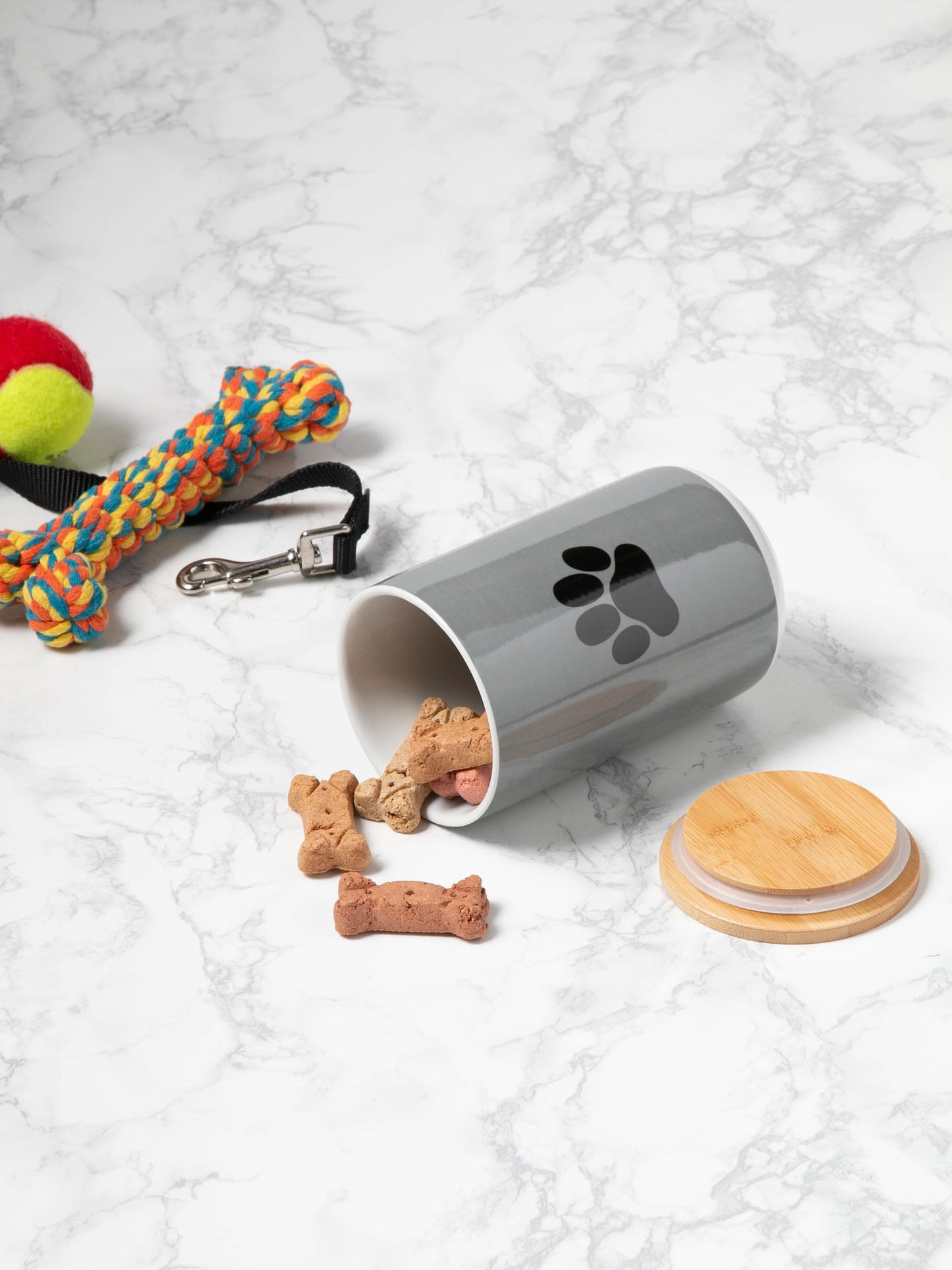 Gray Paw Print Pet Treat Canister - 4.5 Cup Capacity