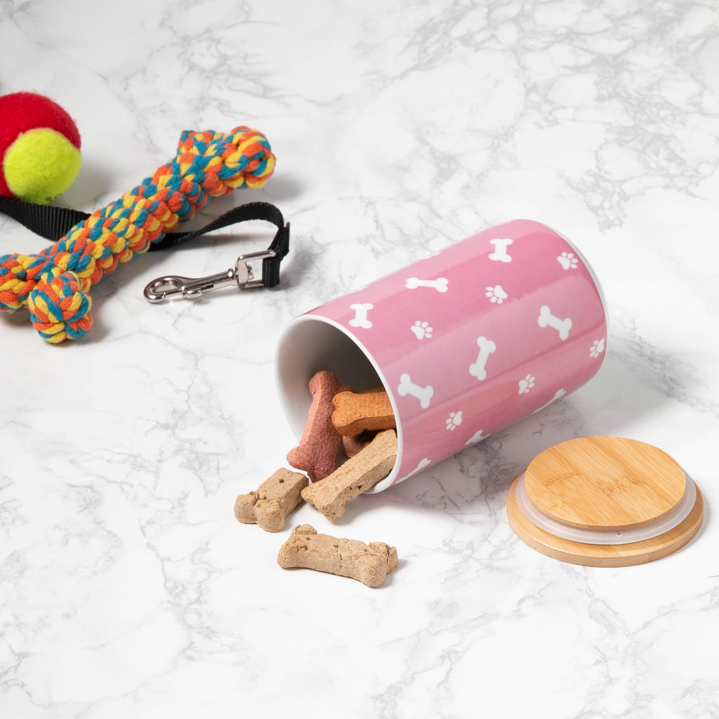 Rose Bone & Paw Print Pet Treat Canister - 4.5 Cup Capacity