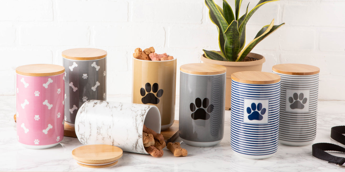 Rose Bone & Paw Print Pet Treat Canister - 4.5 Cup Capacity