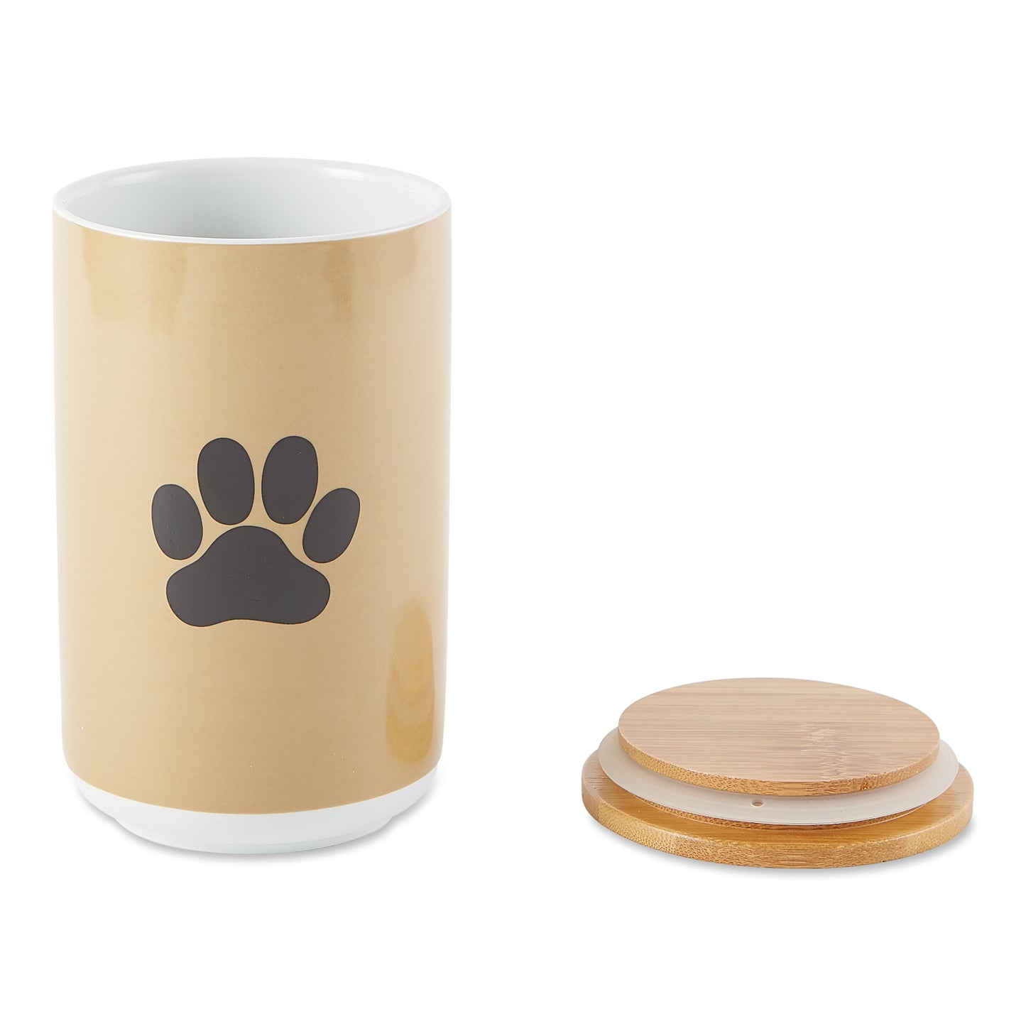Taupe With Black Paw Ceramic Treat Canister