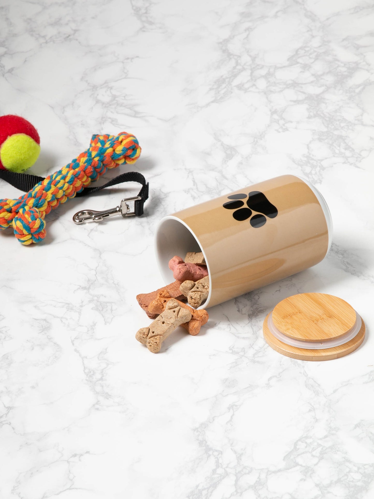 Taupe With Black Paw Ceramic Treat Canister
