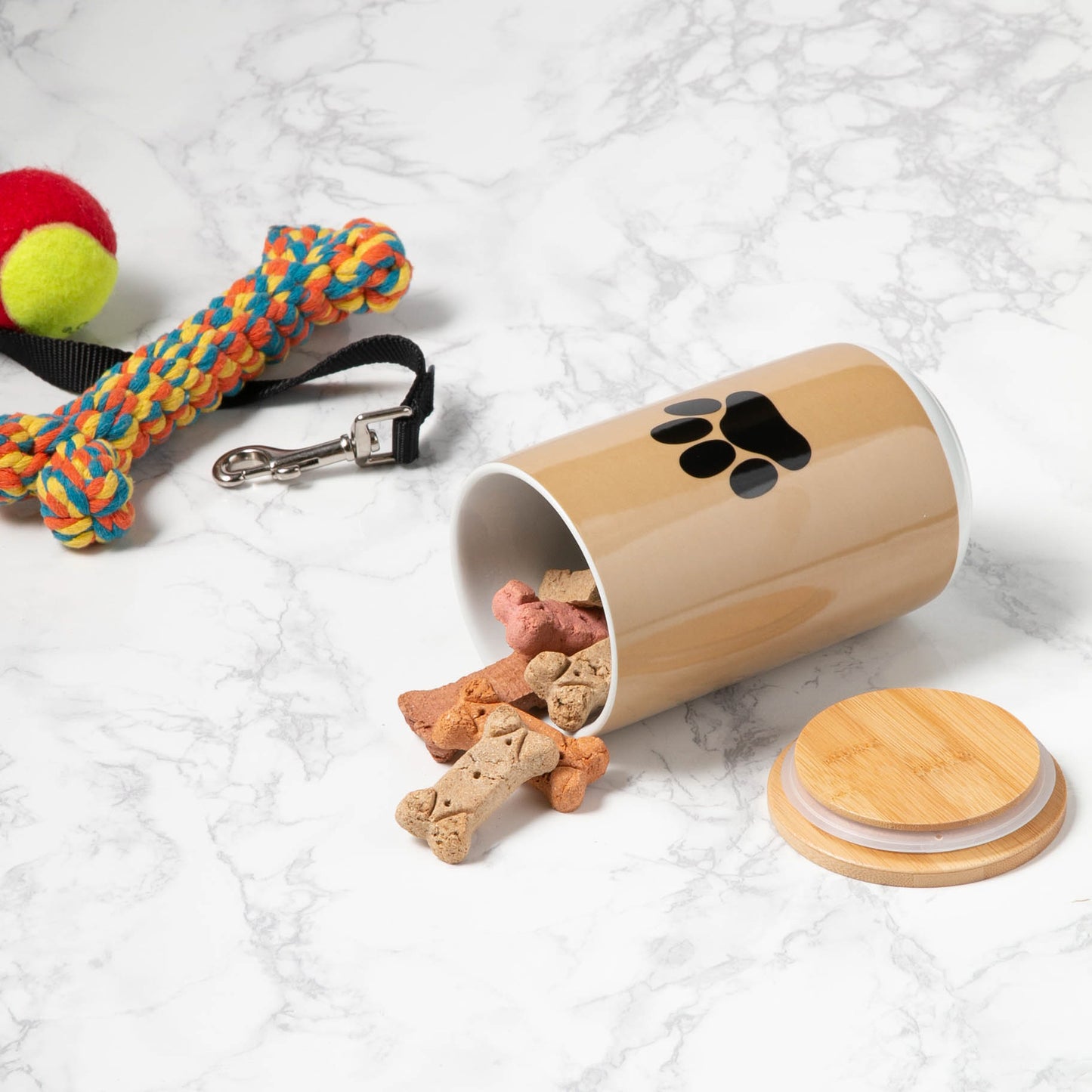 Taupe With Black Paw Ceramic Treat Canister