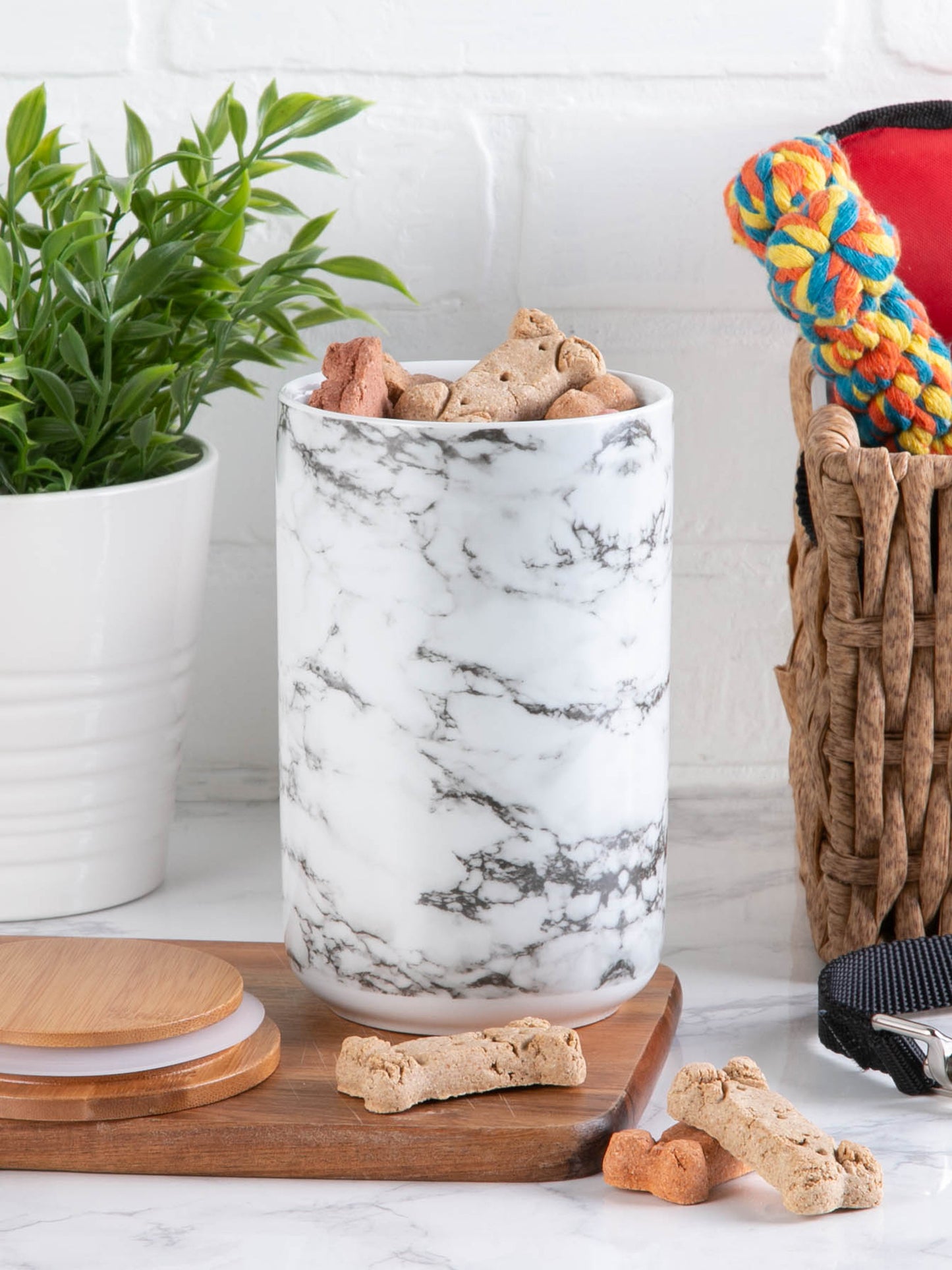 White Marble Ceramic Treat Canister