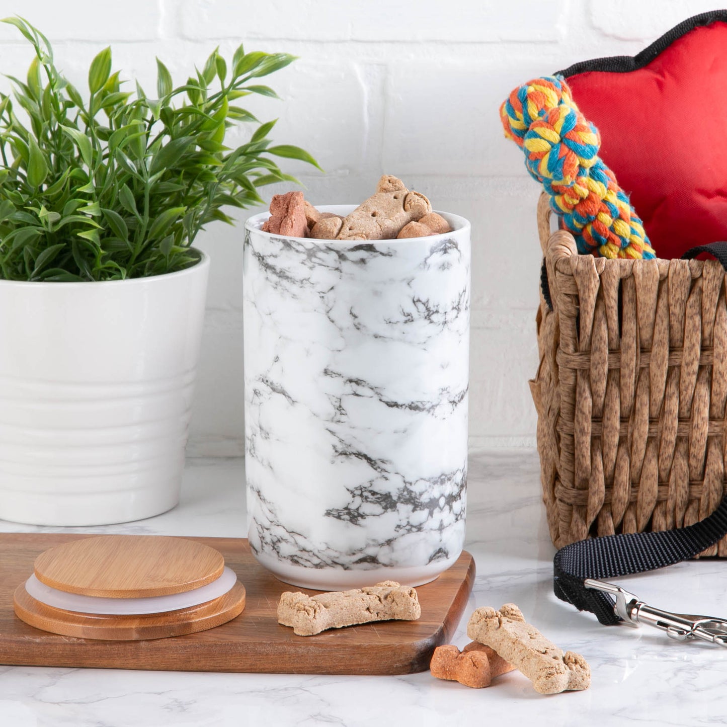 White Marble Ceramic Treat Canister