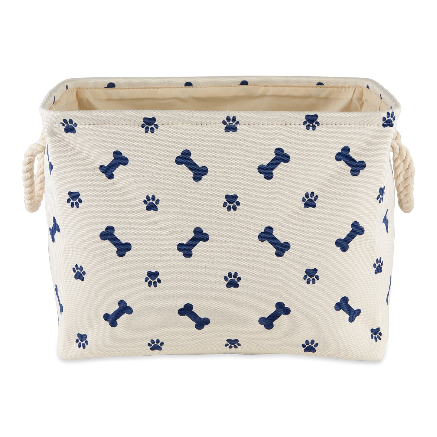 Polyester Pet Bin Paw/Bone Nautical Blue Rectangle Medium 16X10X12