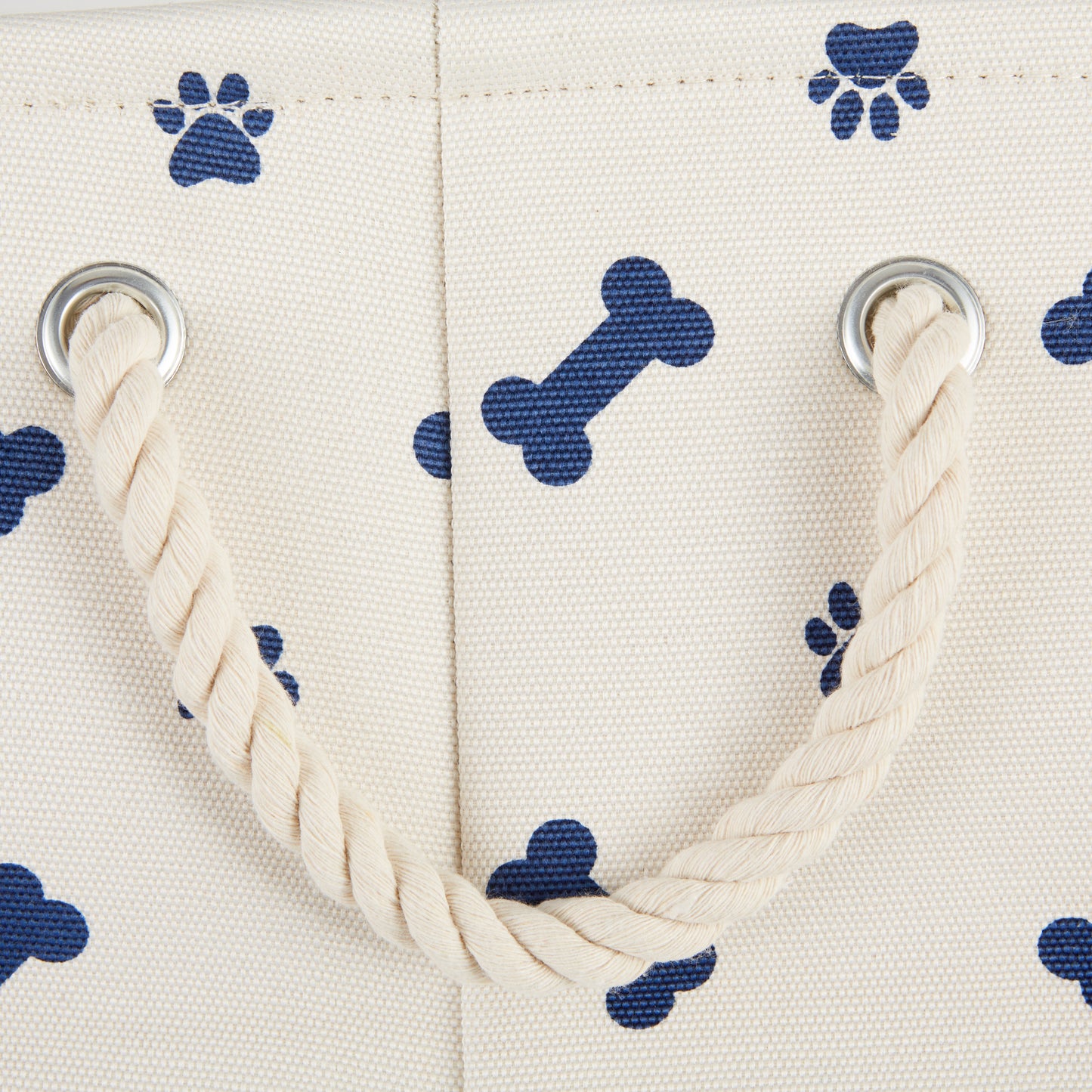Polyester Pet Bin Paw/Bone Nautical Blue Rectangle Medium 16X10X12