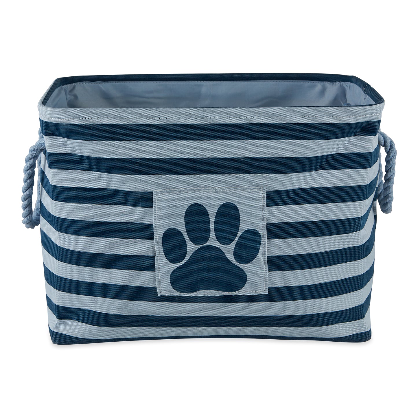 Polyester Pet Bin Stripe With Paw Patch Dark Navy Rectangle Small 14X8X9