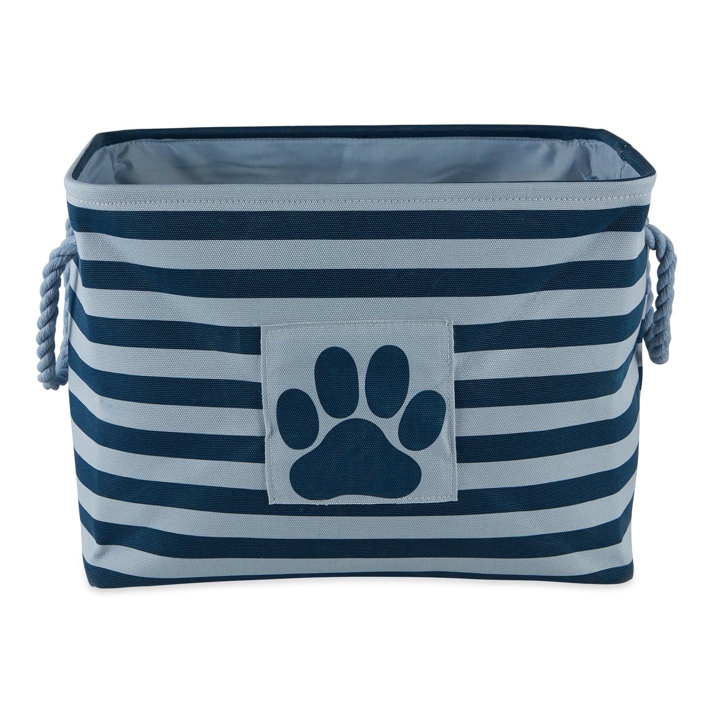 Bone Dry Pet Storage Bin, Striped Paw Patch, Dark Navy, Medium - 16x10x12"