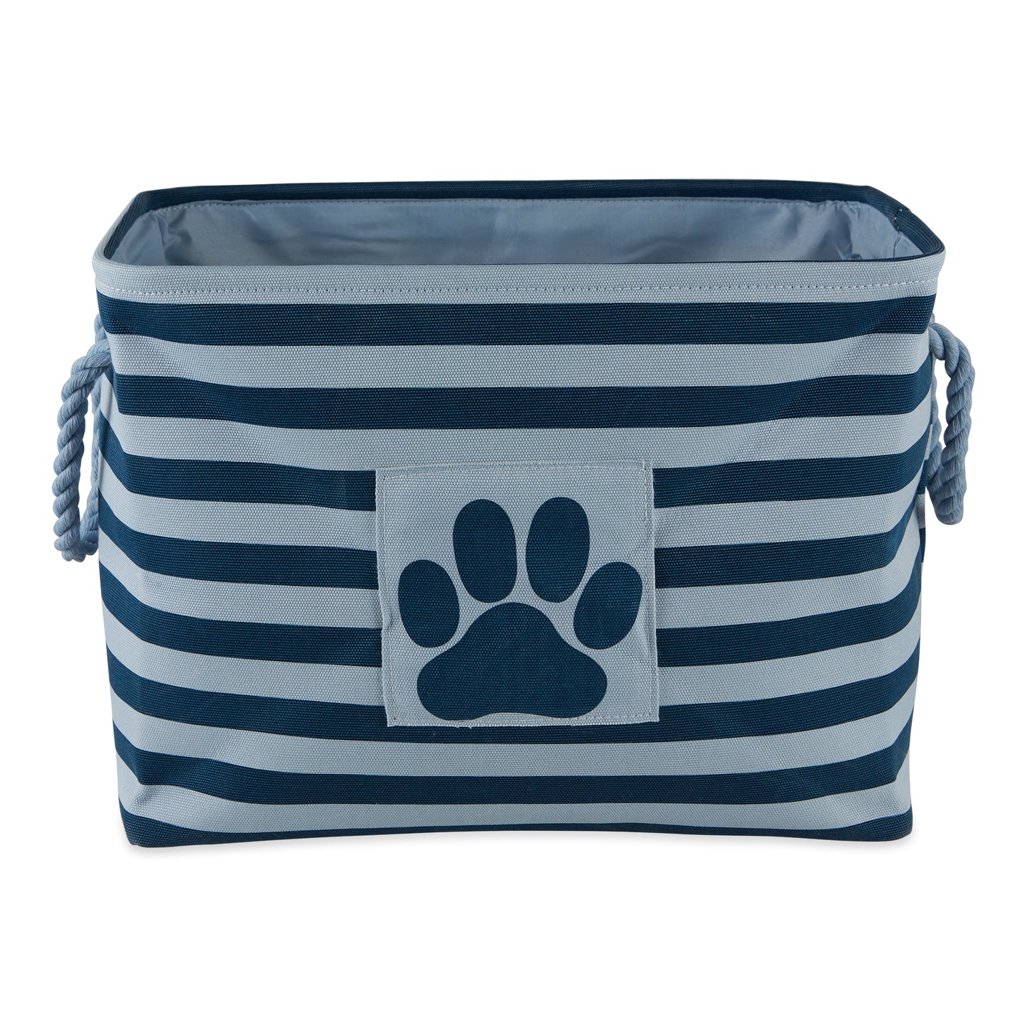 Bone Dry Pet Storage Bin, Striped Paw Patch, Dark Navy, Large - 17.5x12x15"
