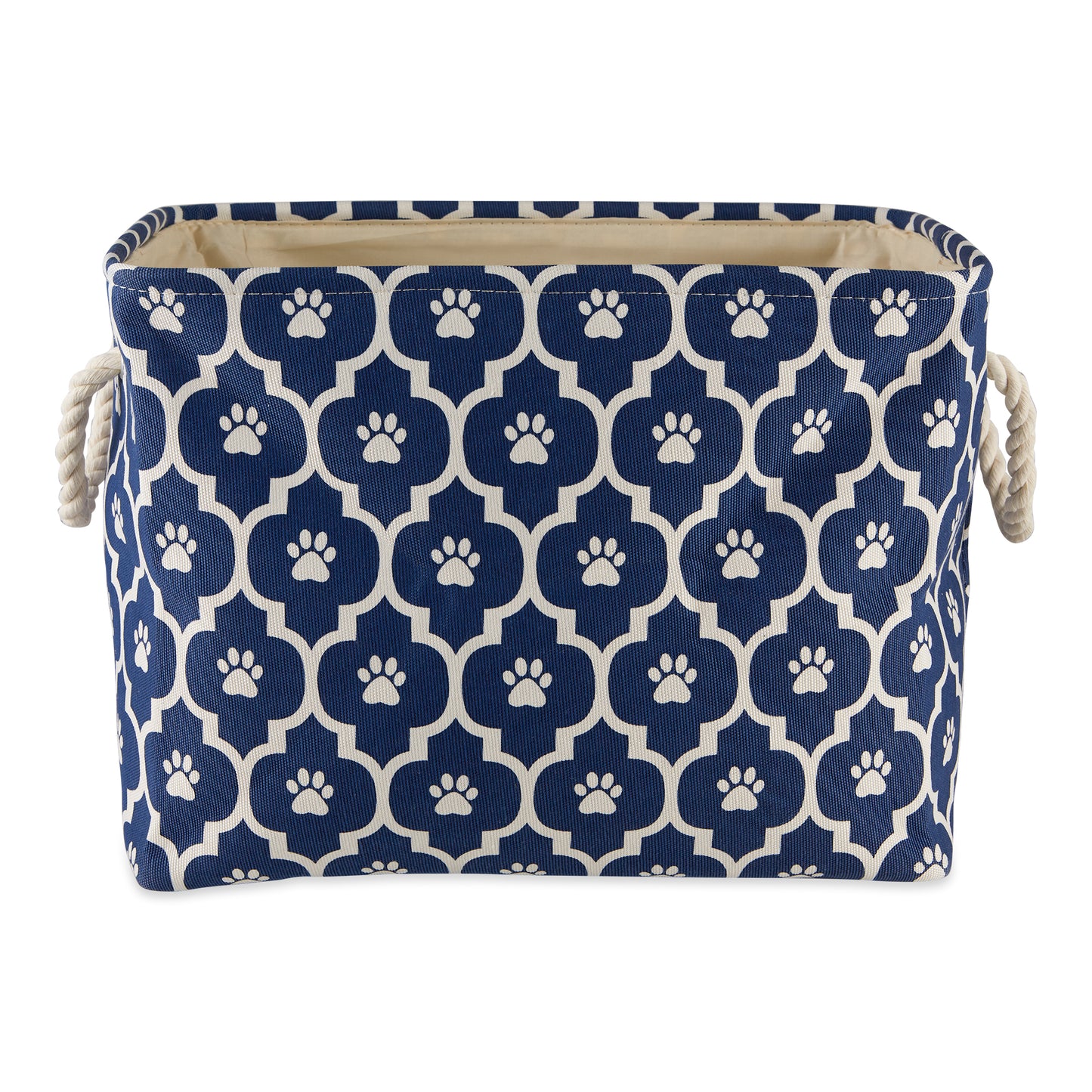 Storage Bin, Lattice Paw Print, Nautical Blue, Large - 17.5x12x15"