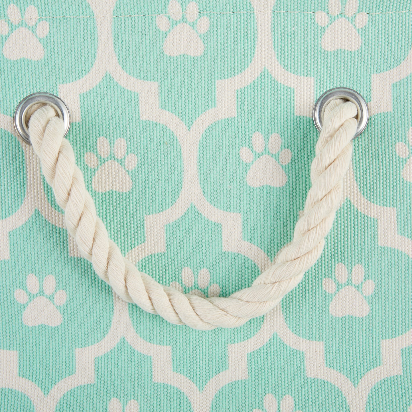 Polyester Pet Bin Lattice Paw Aqua Rectangle Medium 16X10X12