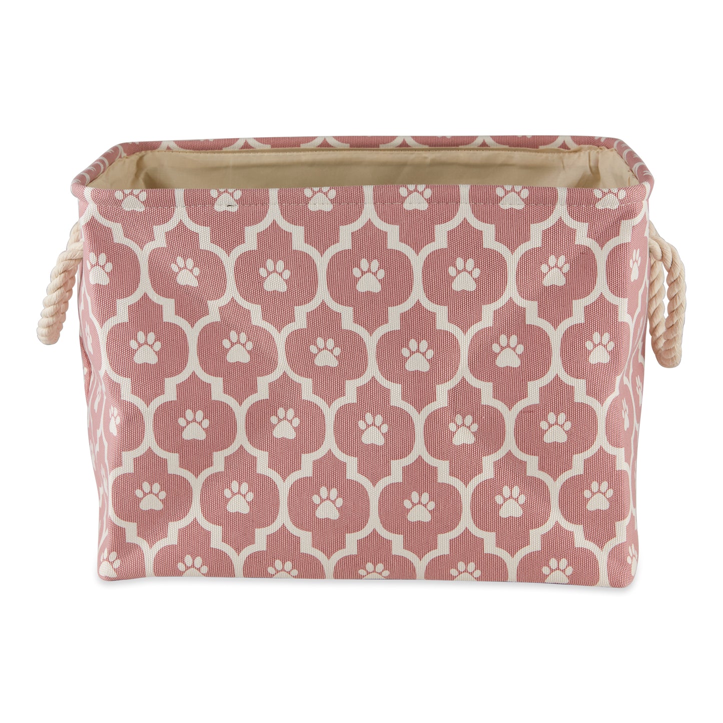 Bone Dry Pet Storage Bin, Lattice Paw Print, Rose, Medium - 16x10x12"