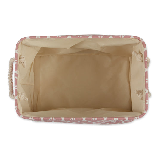 Bone Dry Pet Storage Bin, Lattice Paw Print, Rose, Medium - 16x10x12"
