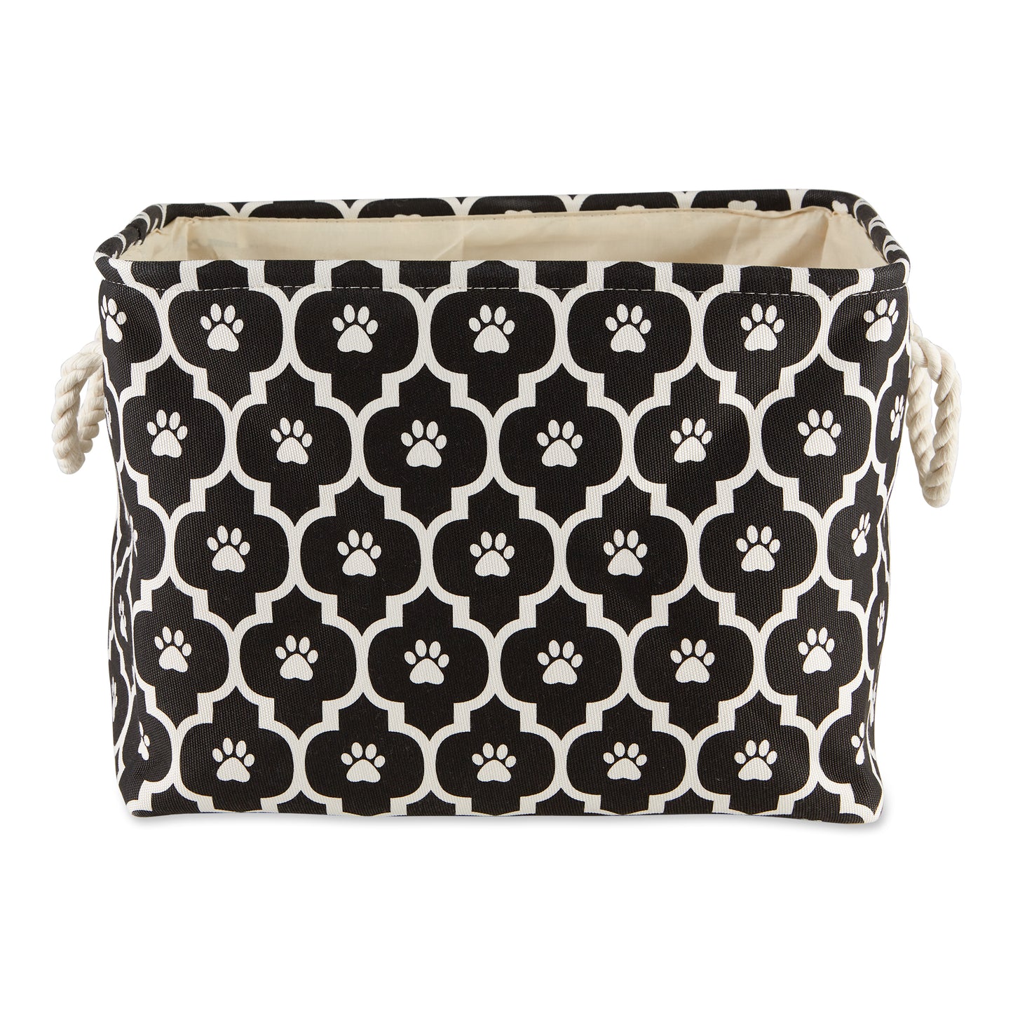 Bone Dry Pet Storage Bin, Lattice Paw Print, Black, Medium - 16x10x12"