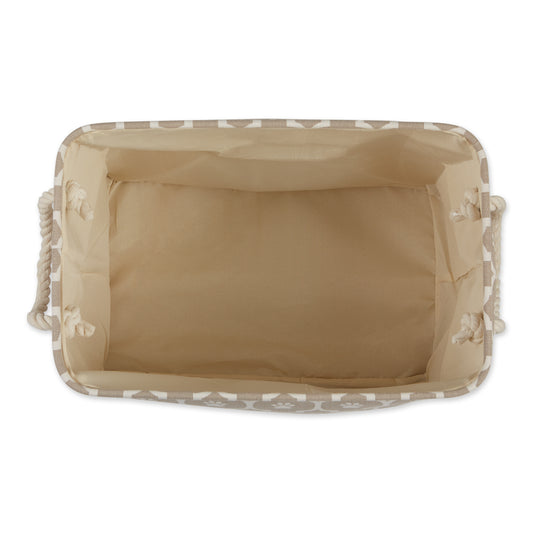 Bone Dry Pet Storage Bin, Lattice Paw Print, Stone, Medium - 16x10x12"