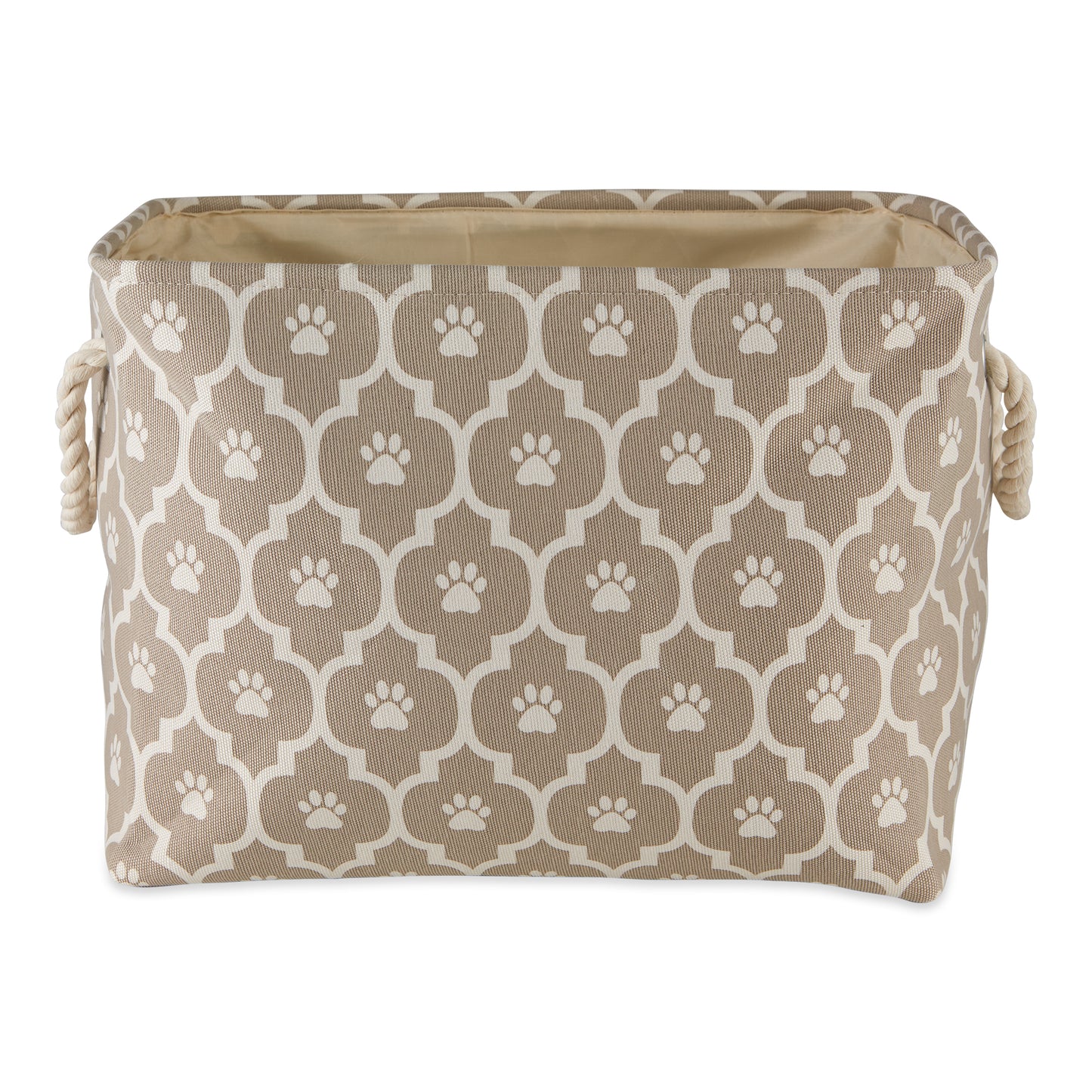 Storage Bin, Lattice Paw Print, Stone, Large - 17.5x12x15"