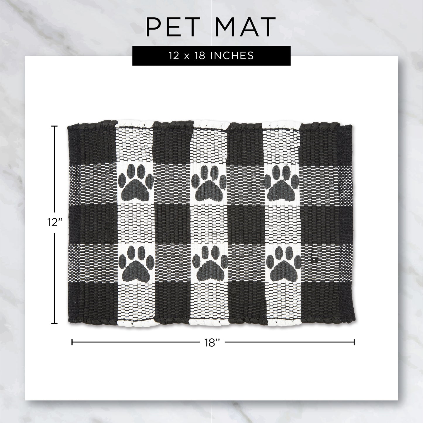 Gray & White Printed Paw Pet Feeding Mat 12X18 Set of 2