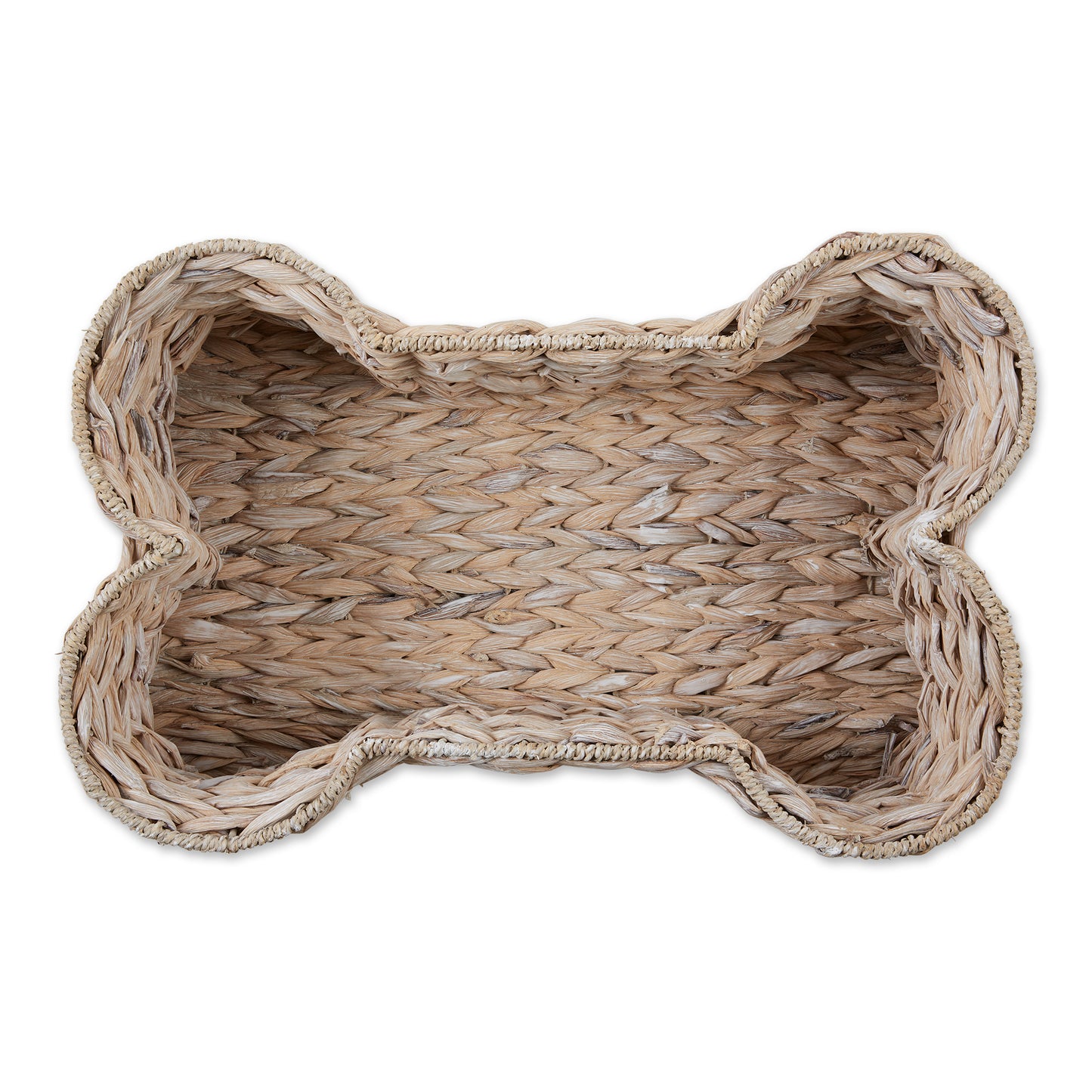 Bone Dry Hyacinth Pet Storage Basket, Bone Shaped, White Wash, Small - 17.75x11x7.5"