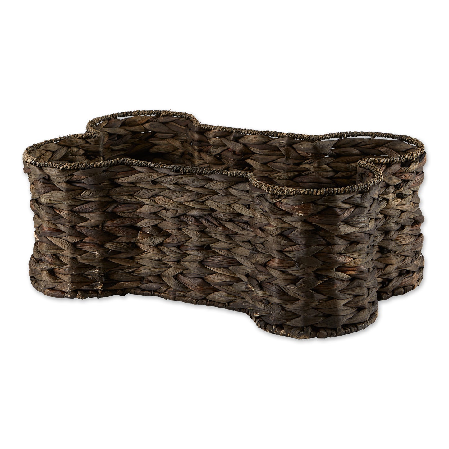 Hyacinth Pet Storage Basket, Bone Shaped, Dark Brown, Medium - 21x13x8"
