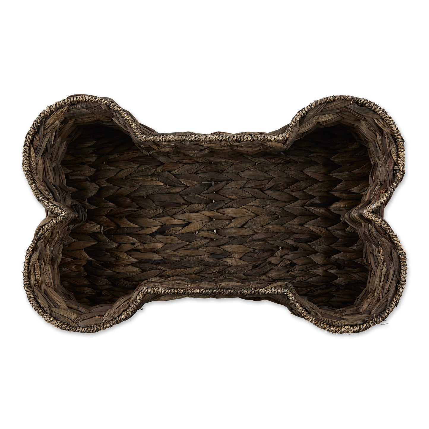 Hyacinth Pet Storage Basket, Bone Shaped, Dark Brown, Medium - 21x13x8"