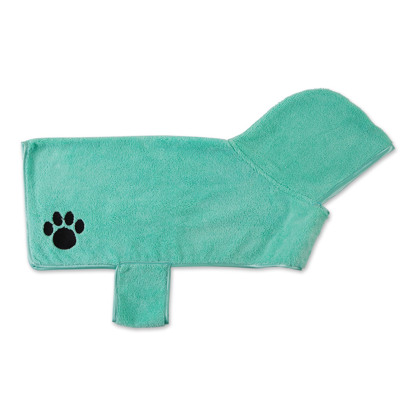 Bone Dry Terry Microfiber Pet Robe, Embroidered Paw Print - Aqua - Medium, 20-35 Lbs