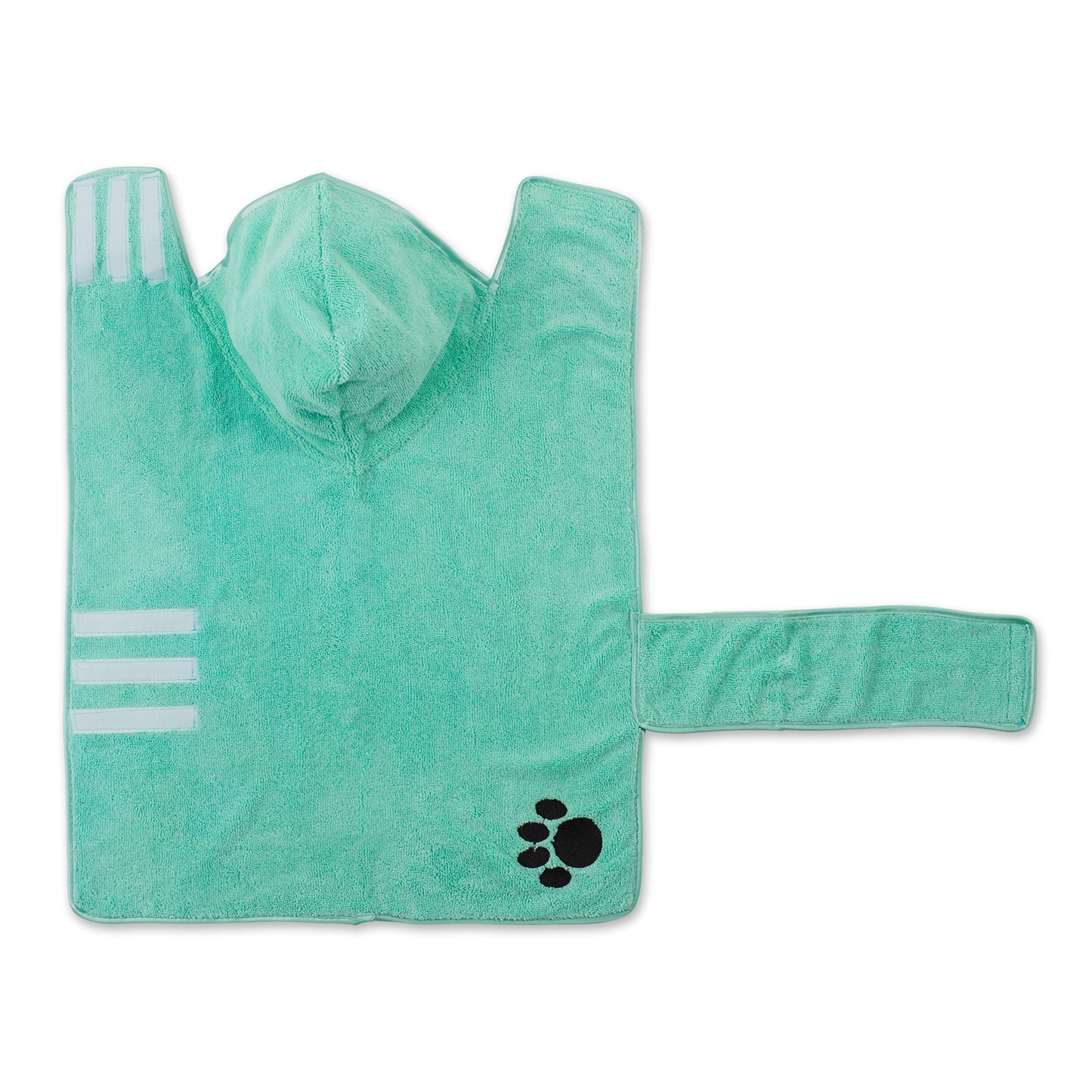 Bone Dry Terry Microfiber Pet Robe, Embroidered Paw Print - Aqua - Medium, 20-35 Lbs