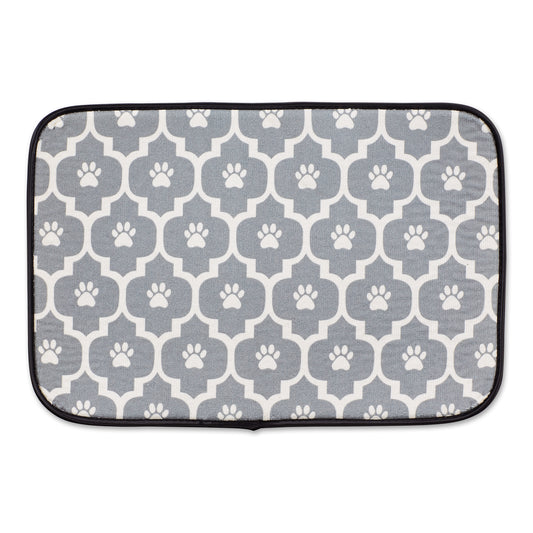 Gray/Off White Lattice Paw Pet Mat