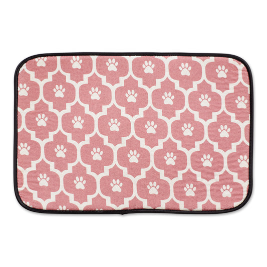 Pink/Off White Lattice Paw Pet Mat