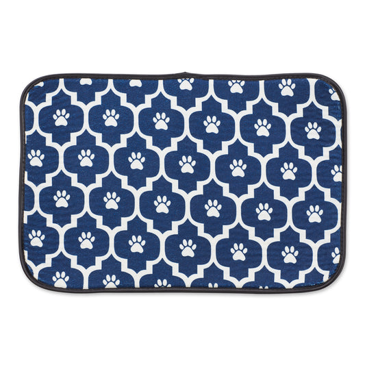 Nautical Blue/Off White Lattice Paw Pet Mat