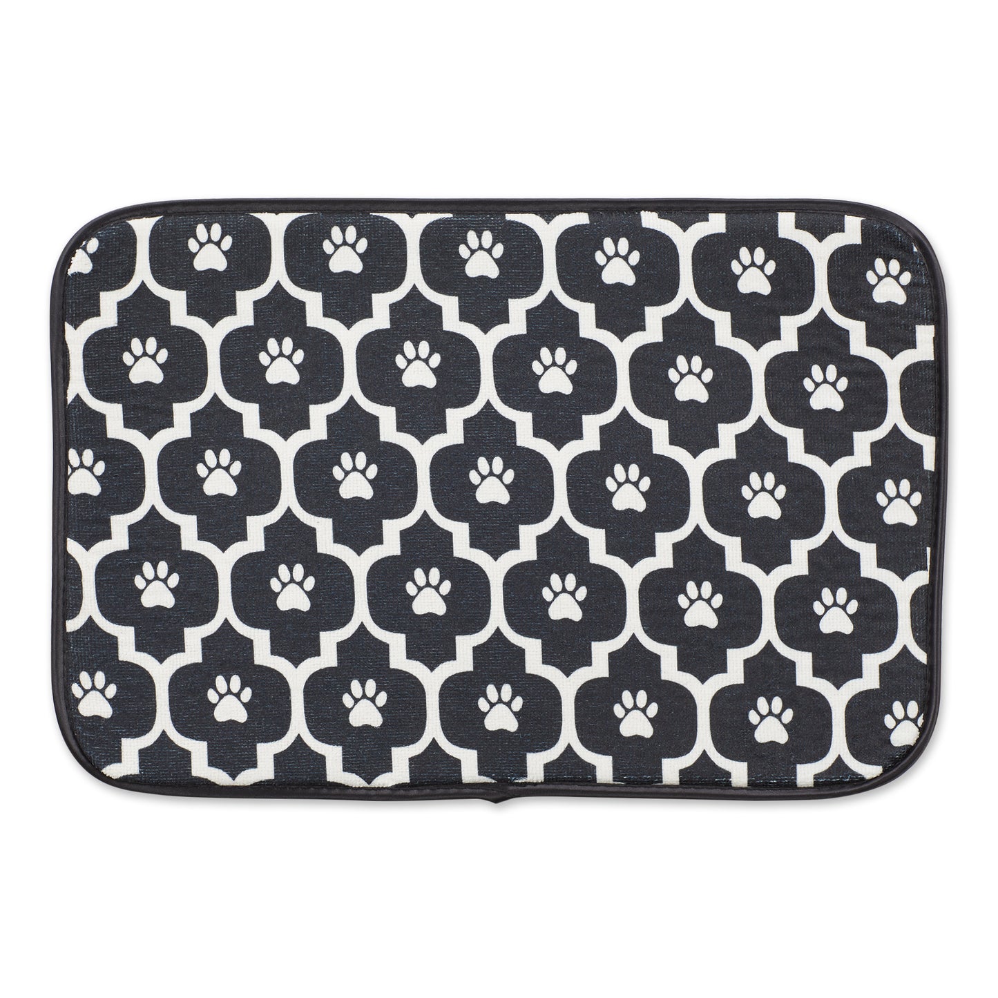 Black/Off White Lattice Paw Pet Mat