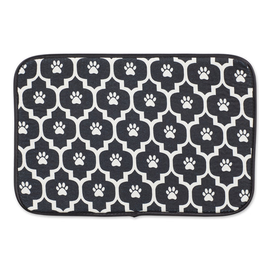 Black/Off White Lattice Paw Pet Mat