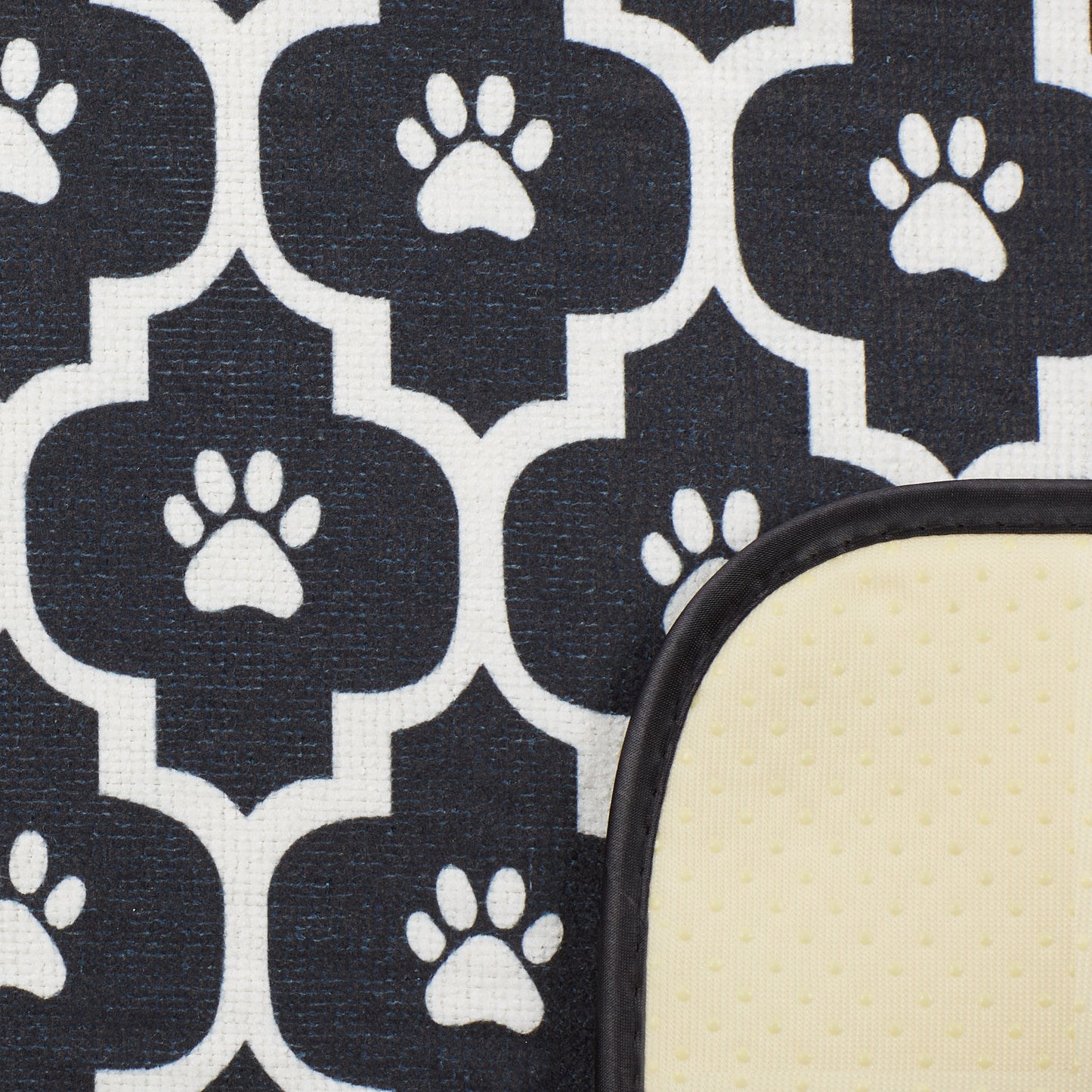 Black/Off White Lattice Paw Pet Mat