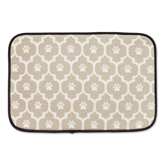 Stone/Off White Lattice Paw Pet Mat