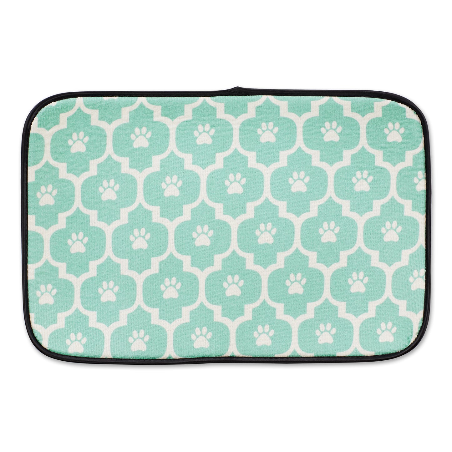 Aqua/Off White Lattice Paw Pet Mat