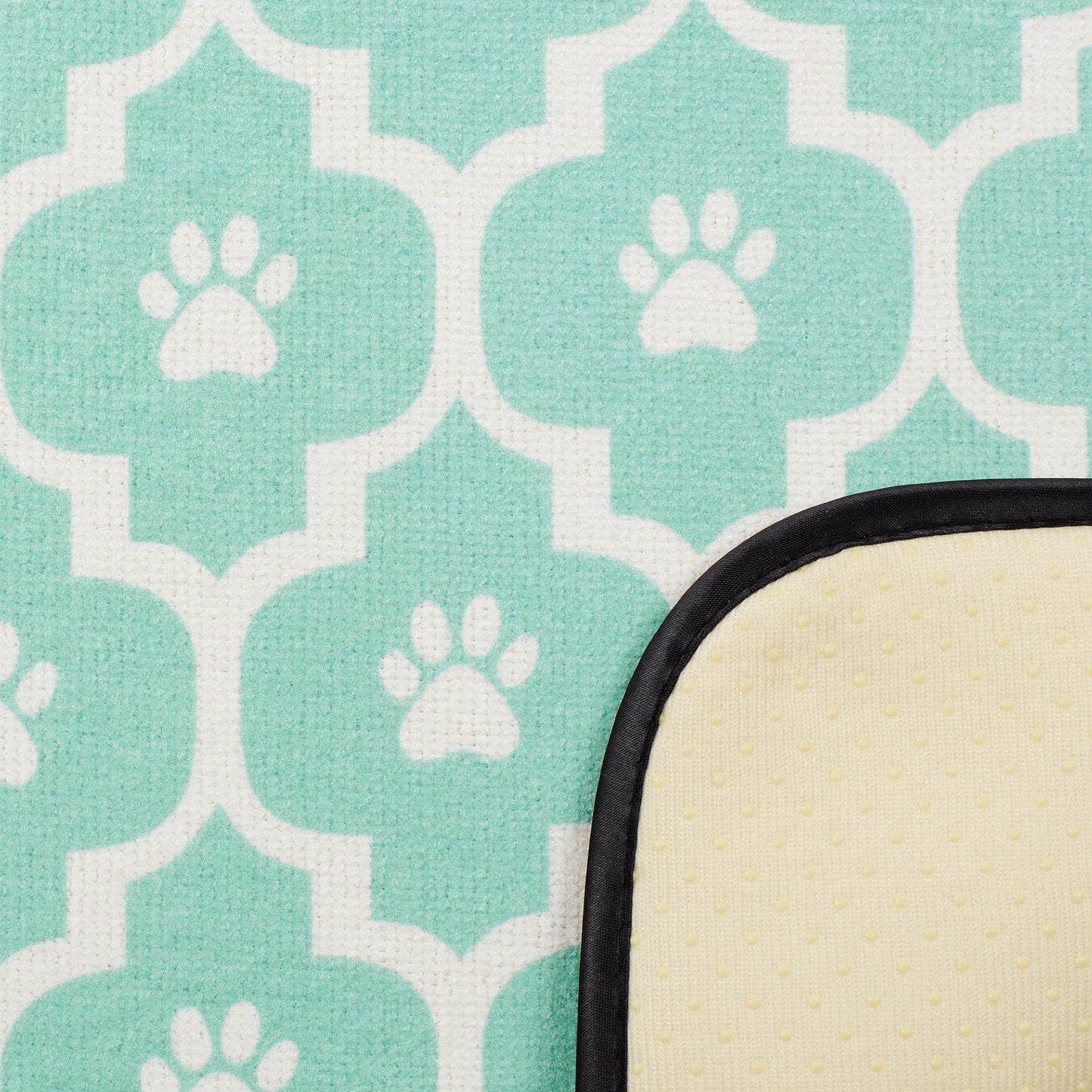 Aqua/Off White Lattice Paw Pet Mat