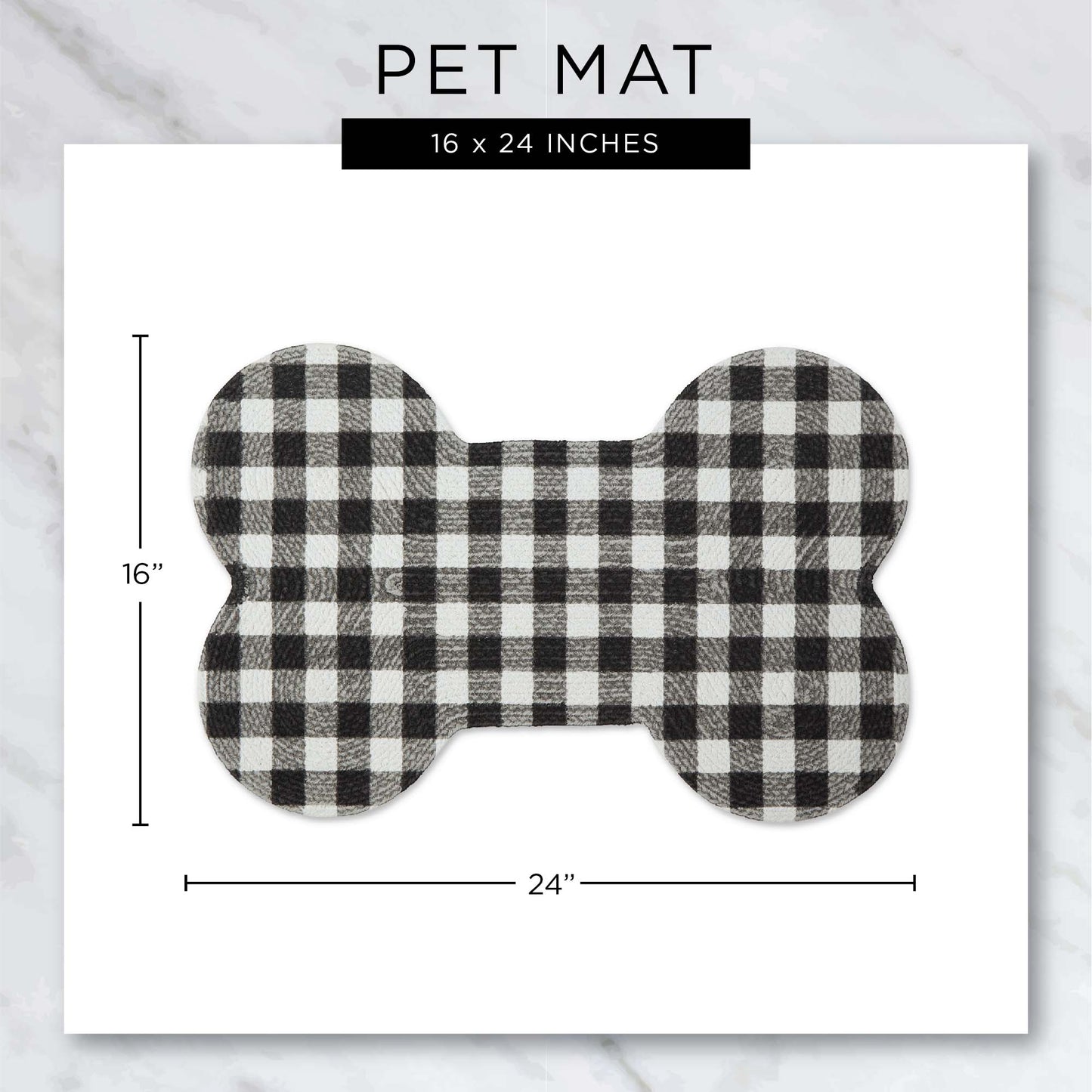 Gray Eat Play Love Bone Shaped Pet Mat 16X24